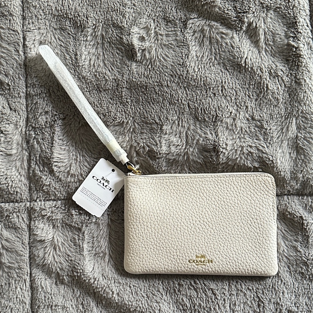 Coach Chalk Pebbled Leather Wristlet
